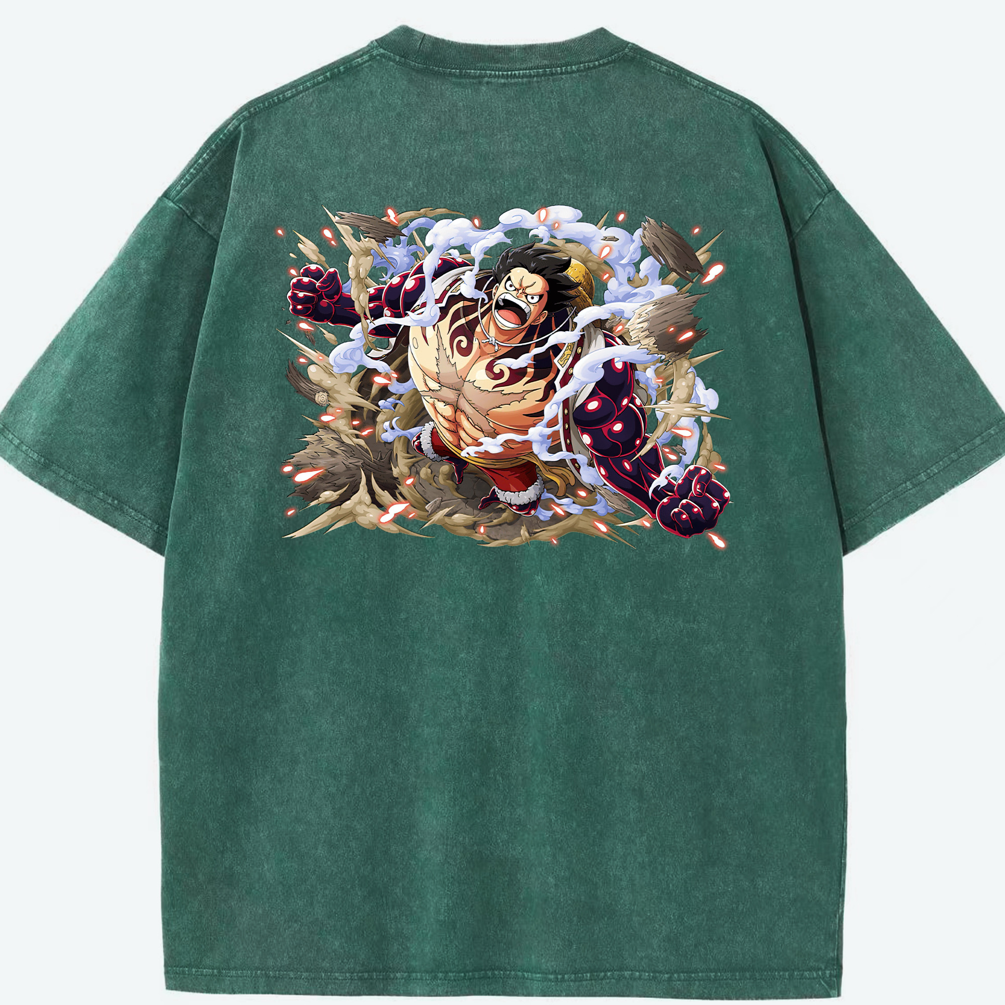 ワンピース モンキー・D・ルフィ ONE PIECE Monkey D. Luffy 綿100% ヴィンテージ風 半袖Tシャツ（背面プリント）